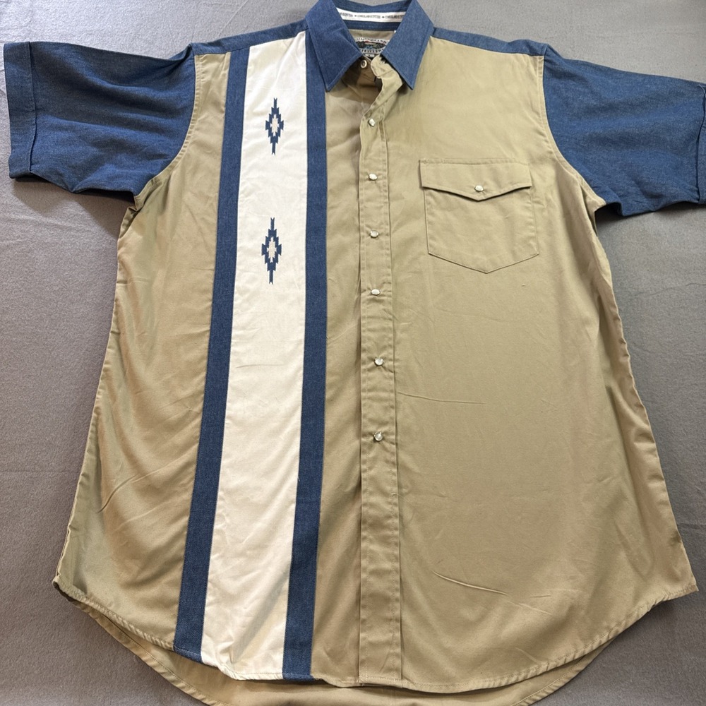 Cumberland Outfitters Pearl Snap Short Sleeve Button Up Western Style Sz Large